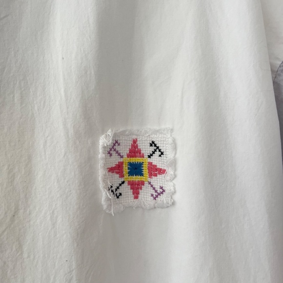 Vintage Pier 1 Imports Cotton Patchwork Embellished Beaded Robe Overshirt O/S - Picture 10 of 12